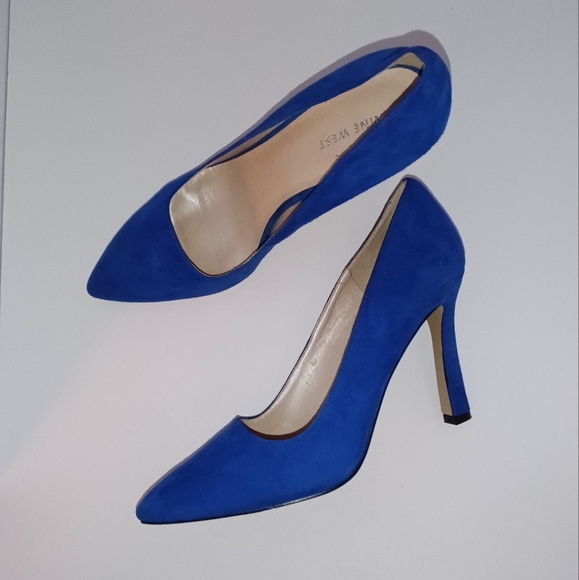 Nine West | Jeneil Genuine Suede Cobalt Blue Pointy High Heels - Picture 1 of 15